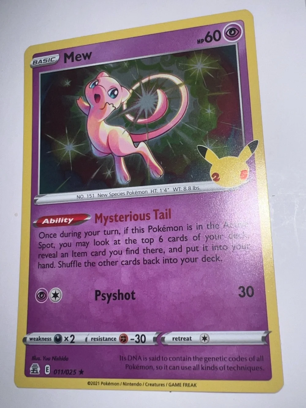 Pokemon Mew Trading Card - Pink and Yellow Border